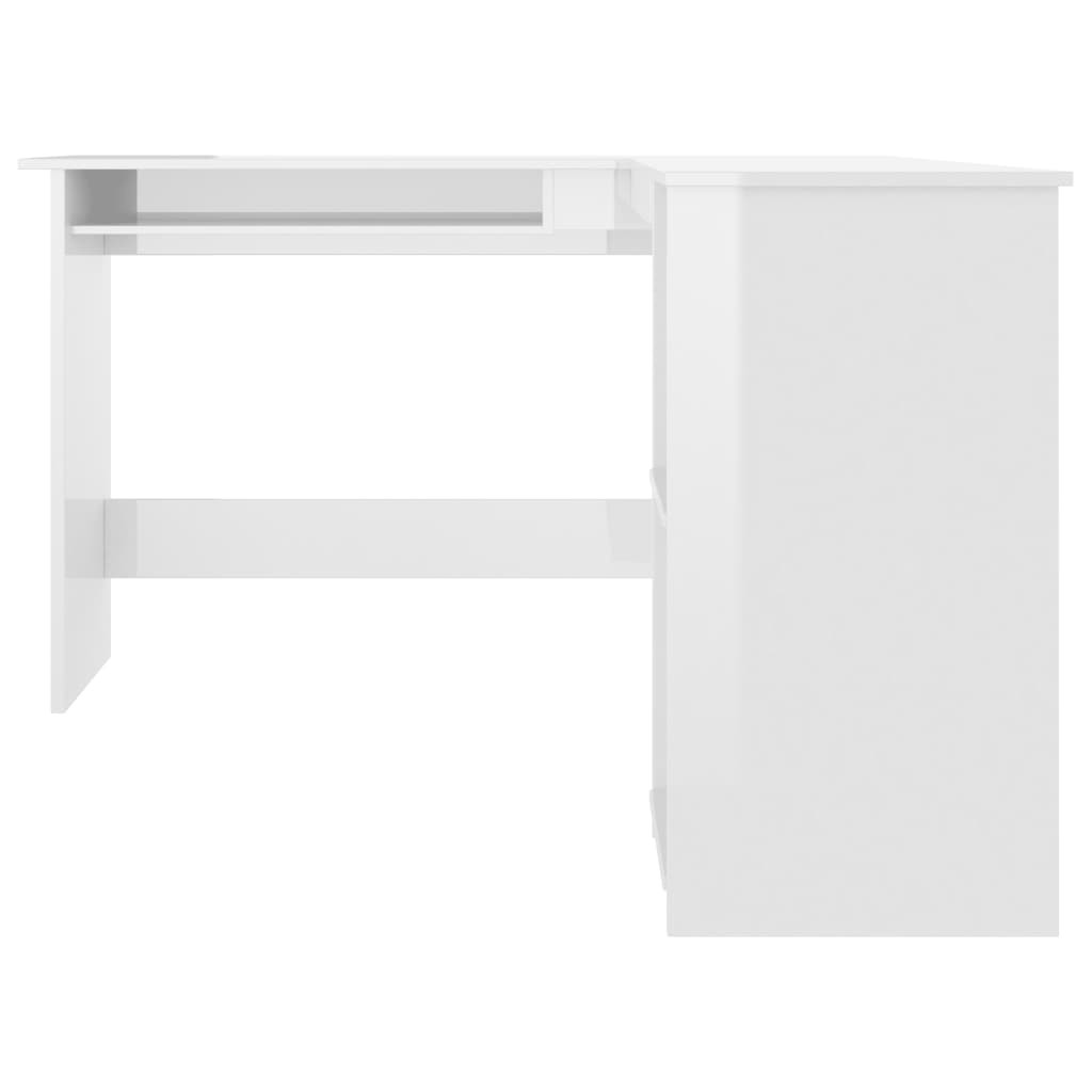 L-Shaped Corner Desk High Gloss White 120x140x75 cm Chipboard
